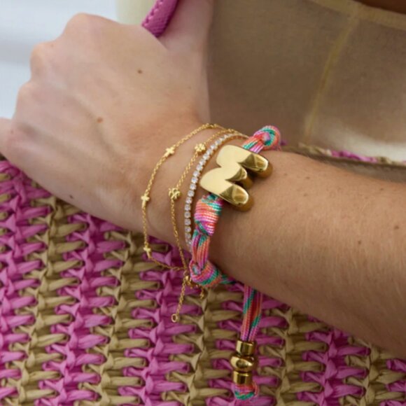 NEW BaubleBar Knotty Initial Custom Bracelet 'K' multi color Adjustable - Picture 7 of 8